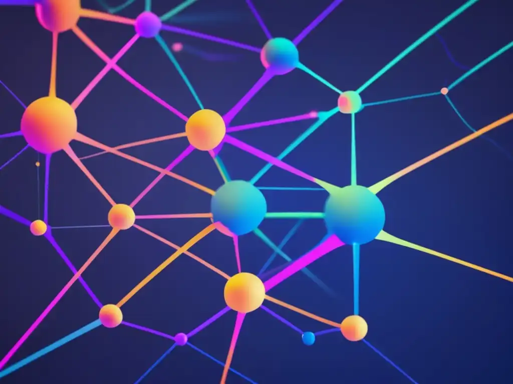 Avances en neurociencia: Neuronas interconectadas en vibrantes colores, creando intrincados patrones y formas geométricas