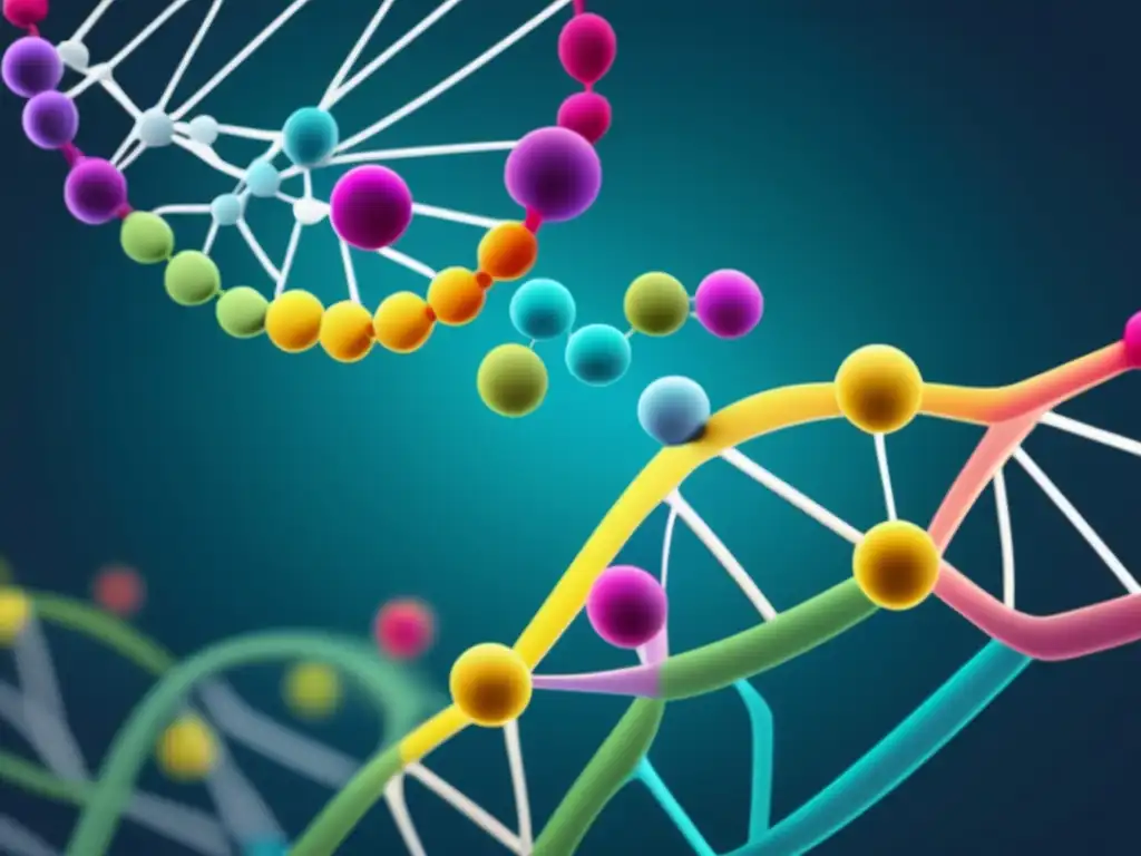 Importancia de la epigenética en el ADN: imagen abstracta de los mecanismos intrincados de la epigenética con colores vibrantes