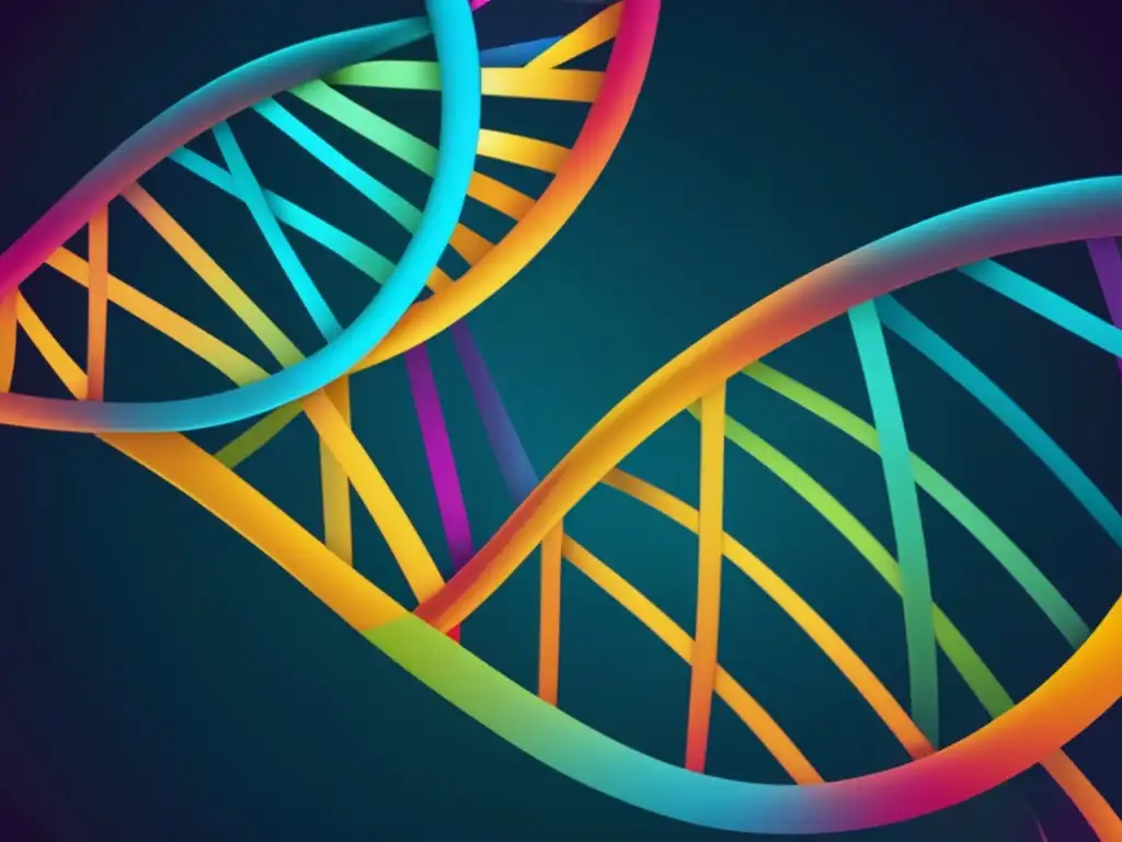 Red genética en investigación de cáncer Importancia Farmacogenómica en cáncer: Red de ADN interconectado en vibrantes colores, simbolizando complejidad genética y variaciones