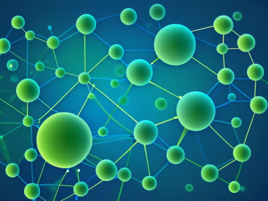 Importancia del sistema inmunológico explicada: red abstracta de líneas y nodos interconectados en tonos azules y verdes