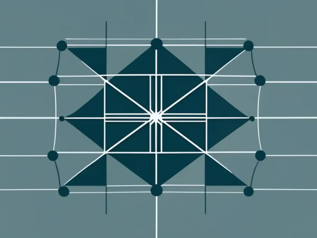 Aplicaciones del cálculo diferencial en ciencias: Compleja representación gráfica abstracta con red de líneas y formas geométricas