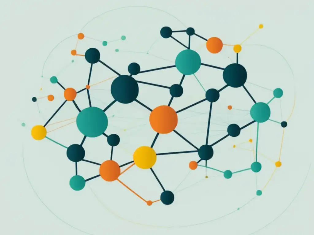 Aplicaciones de datos en biología de poblaciones - Red abstracta y vibrante de nodos interconectados, simbolizando la complejidad y diversidad de los sistemas biológicos