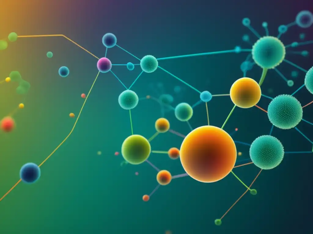 Importancia microorganismos biotecnología: imagen abstracta de microorganismos interconectados