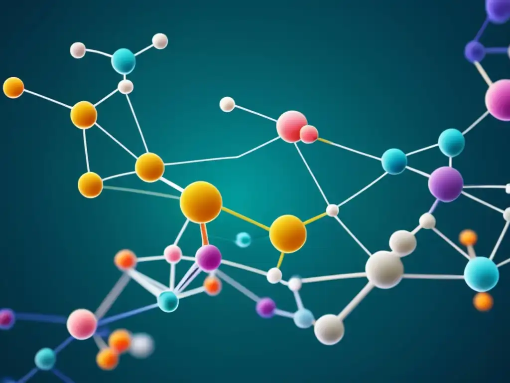 Diseño de fármacos científicos: Red interconectada y abstracta simbolizando estructuras moleculares y componentes químicos en proceso de desarrollo