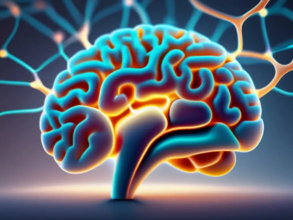Neurociencias del sueño y sueños: Imagen 8k del cerebro humano en estilo abstracto, con redes neuronales luminosas y detalles intrincados