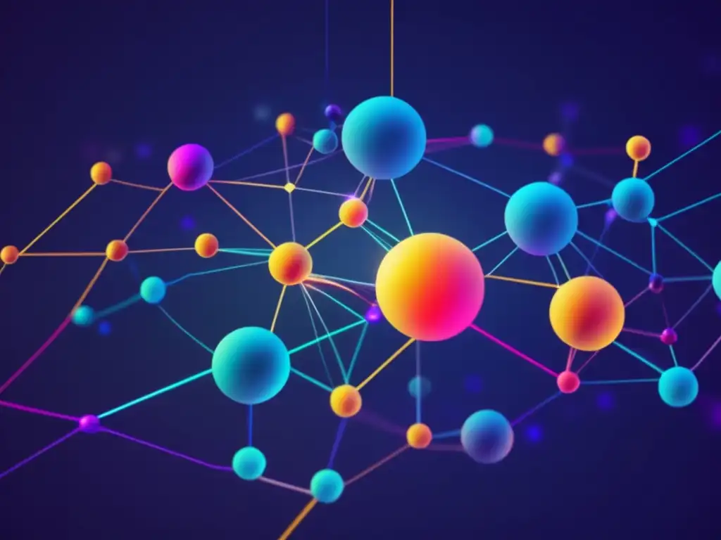 Red interconectada de datos vibrante Imagen abstracta: Tecnologías cuánticas en análisis de datos