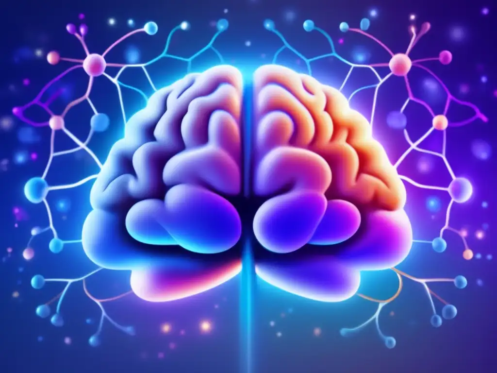 Neurociencias del sueño y sueños: Red neuronal de ensueño en 8k, con cortex cerebral resaltado y emociones en colores vibrantes