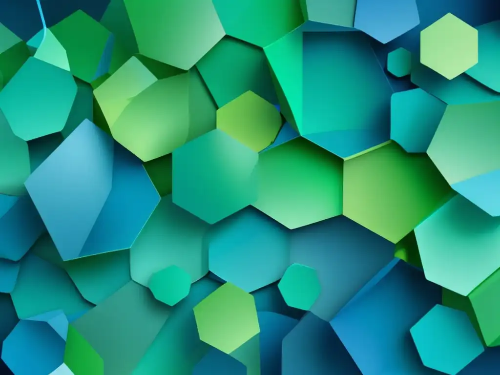 Geometría abstracta en tonos azules y verdes, representando terapias personalizadas en endocrinología