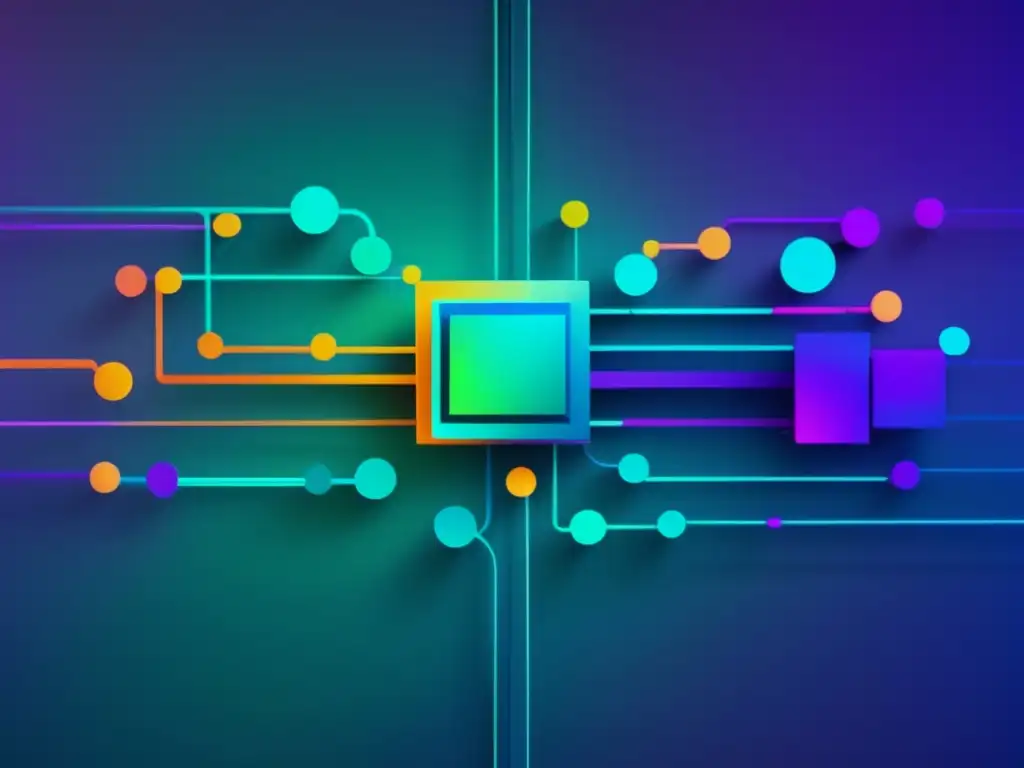 Beneficios de la nanoelectrónica en educación: circuitos vibrantes que representan la innovación y complejidad de la tecnología