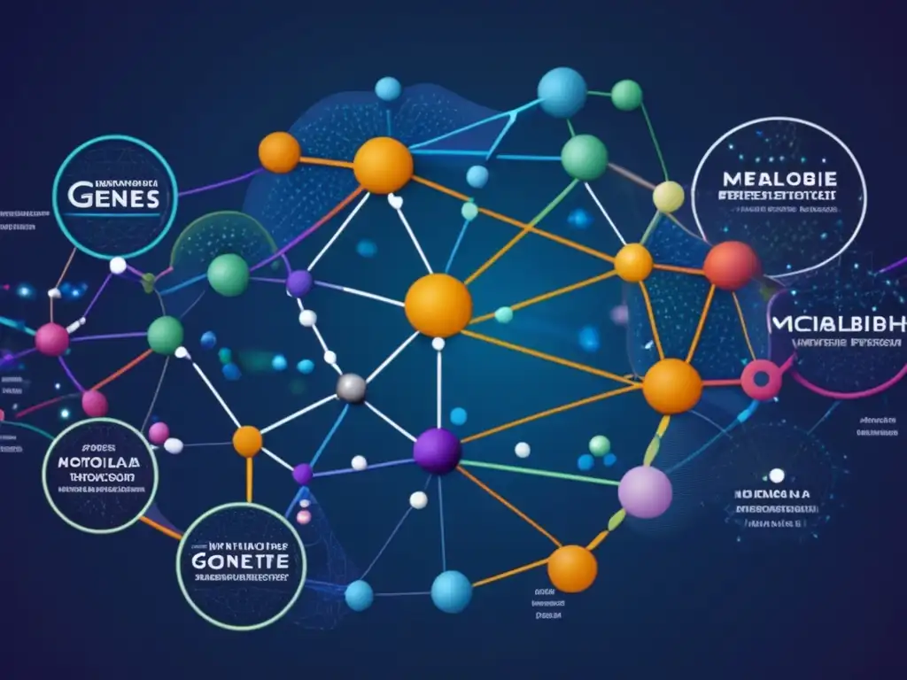 Importancia de la ciencia de datos en biología de sistemas: imagen abstracta que muestra la complejidad de las redes genéticas y metabólicas