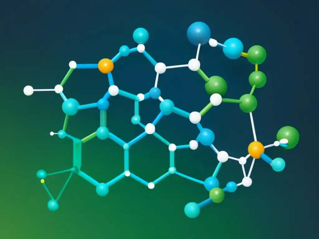 Diseño medicamentos última generación: red molecular abstracta con vibrantes colores