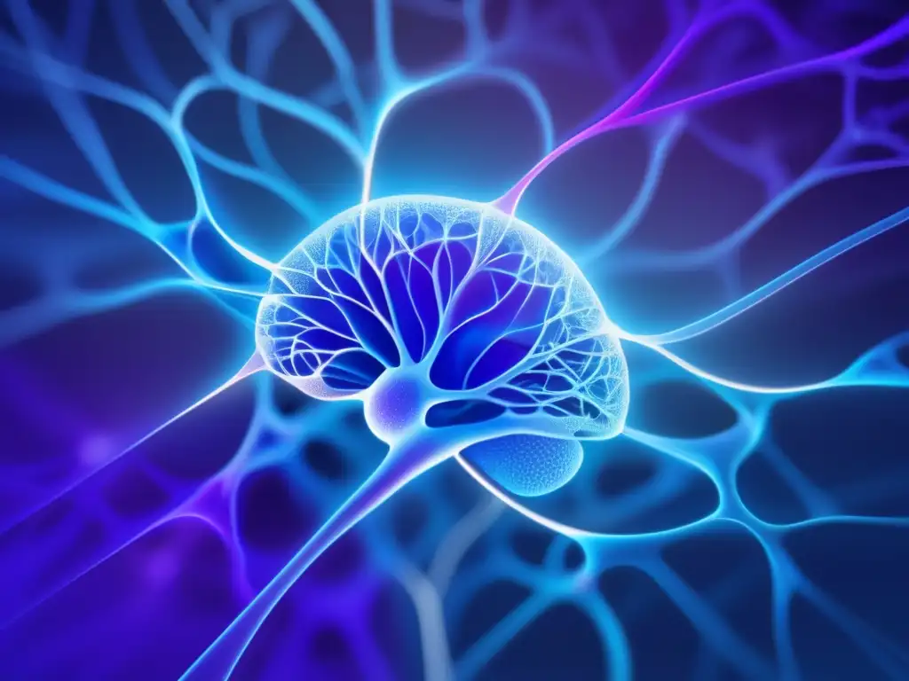 Redes neuronales en azul y morado Neurociencias en trastornos del espectro autista: Intrincada red neuronal en azul y morado