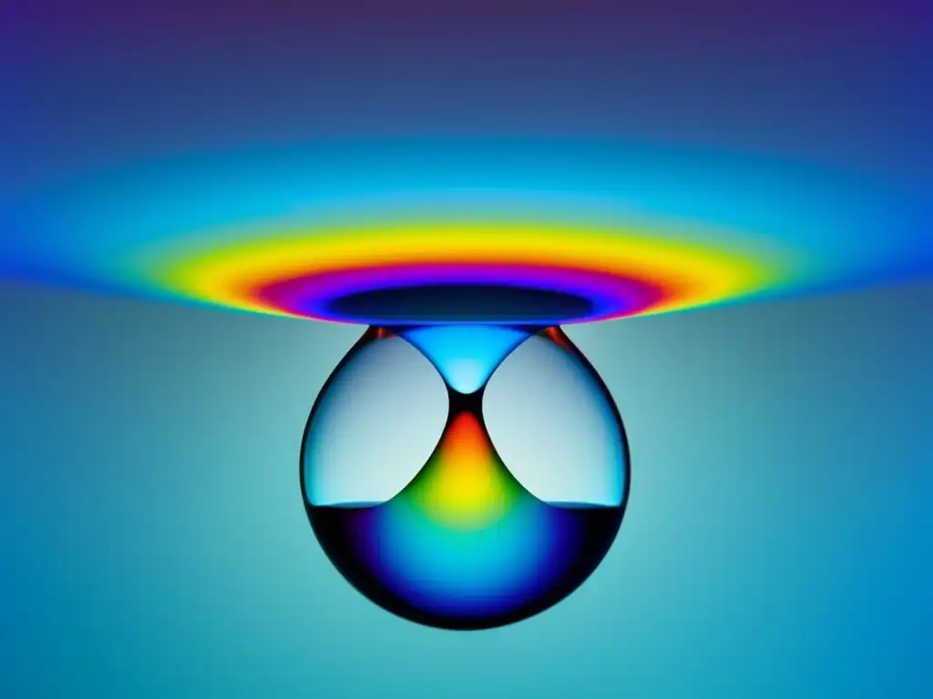 Refracción de luz en agua: imagen abstracta de colores vibrantes dispersándose a través de una gota suspendida