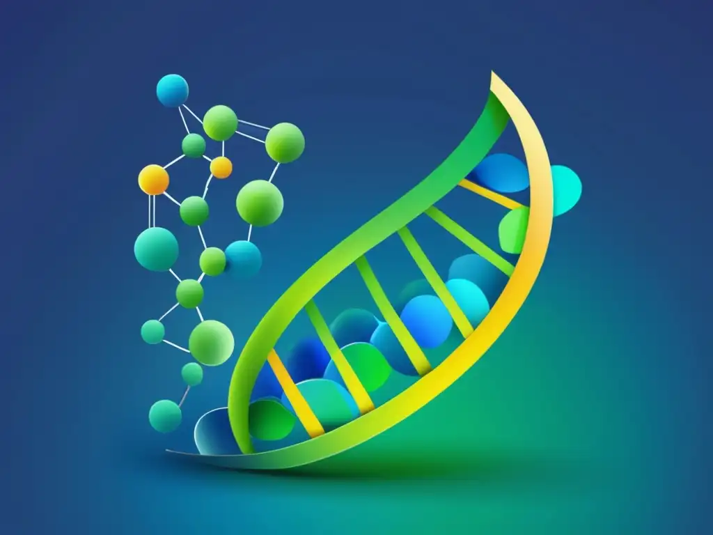 Revolución epigenética en genómica y postgenómica: Imagen abstracta y minimalista que representa la complejidad y colaboración en la investigación genómica