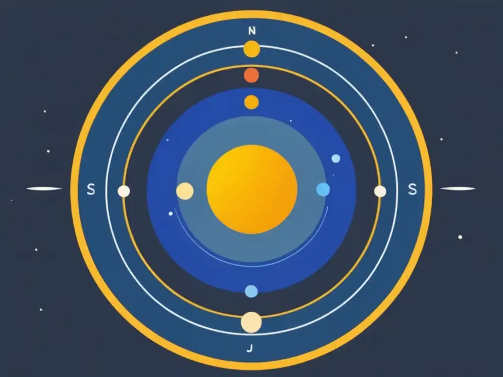 Importancia revolución copernicana: modelo heliocéntrico sistema solar, órbitas planetas alrededor del sol, símbolos colores diferenciar