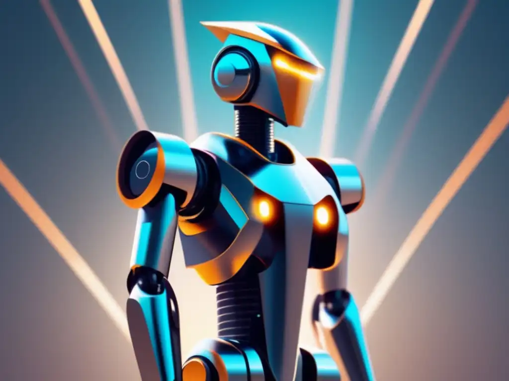 Robot futurista en un entorno abstracto Robot futurista en un entorno abstracto, reflejando la importancia de los robots autónomos en seguridad