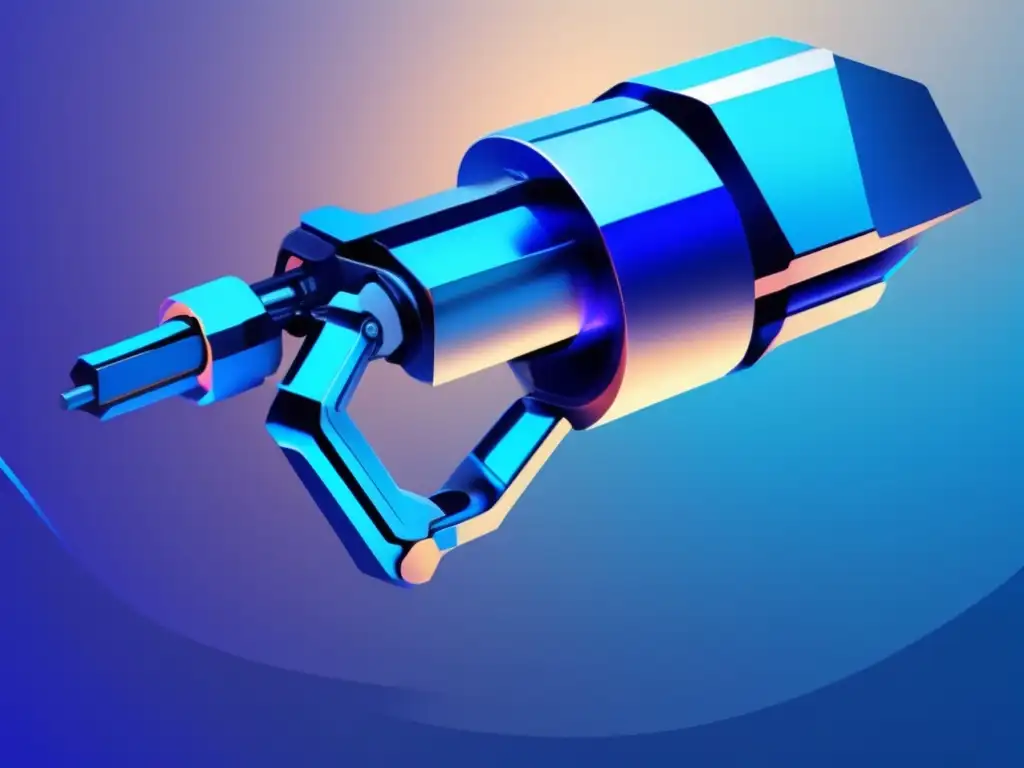 Robotic arm showcasing transformative power of AI in robotics industry, cool-toned gradient background