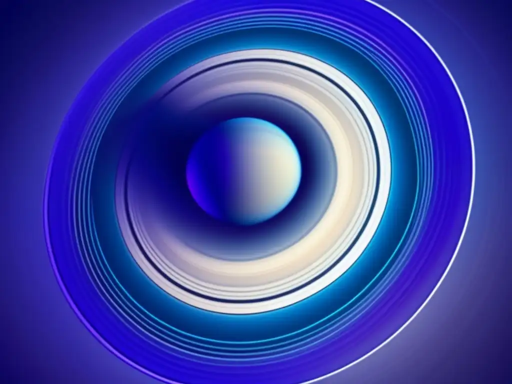 Descubrimientos sobre los anillos de Saturno: imagen abstracta en tonos azules y púrpuras que muestra patrones y texturas detallados