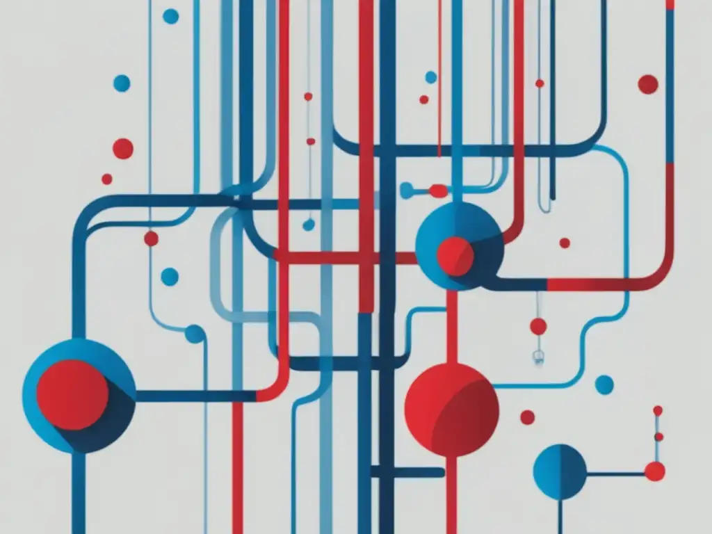 Funcionamiento del sistema circulatorio humano, representación abstracta minimalista de órganos interconectados