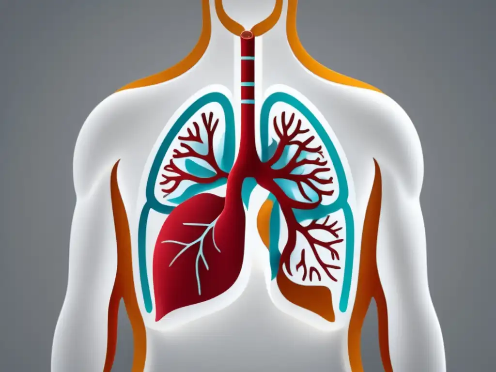 Anatomía humana: Explorando nuestro cuerpo - Representación abstracta y detallada del sistema respiratorio, digestivo y nervioso en un lienzo blanco