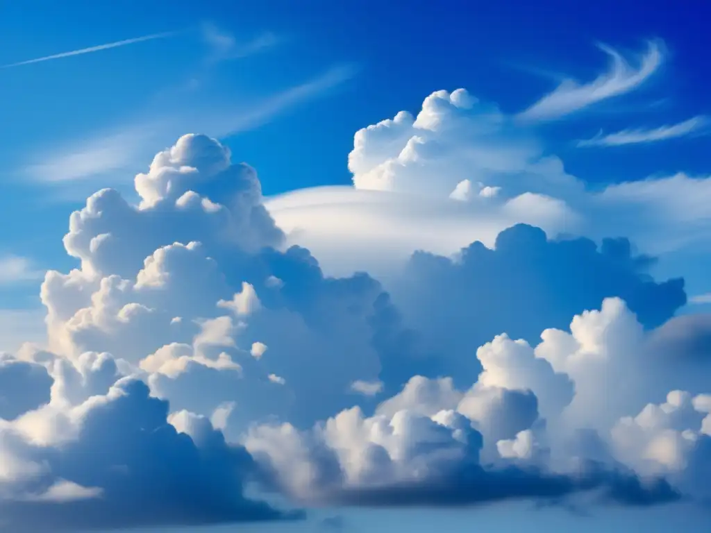 Significado y formación de las nubes - Cielo con tres secciones distintas: nubes altas, medias y bajas en una imagen minimalista