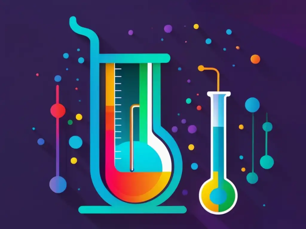 Relación termodinámica química poderosa: imagen abstracta minimalista que destaca la diversidad y complejidad de las reacciones químicas y los principios de la termodinámica