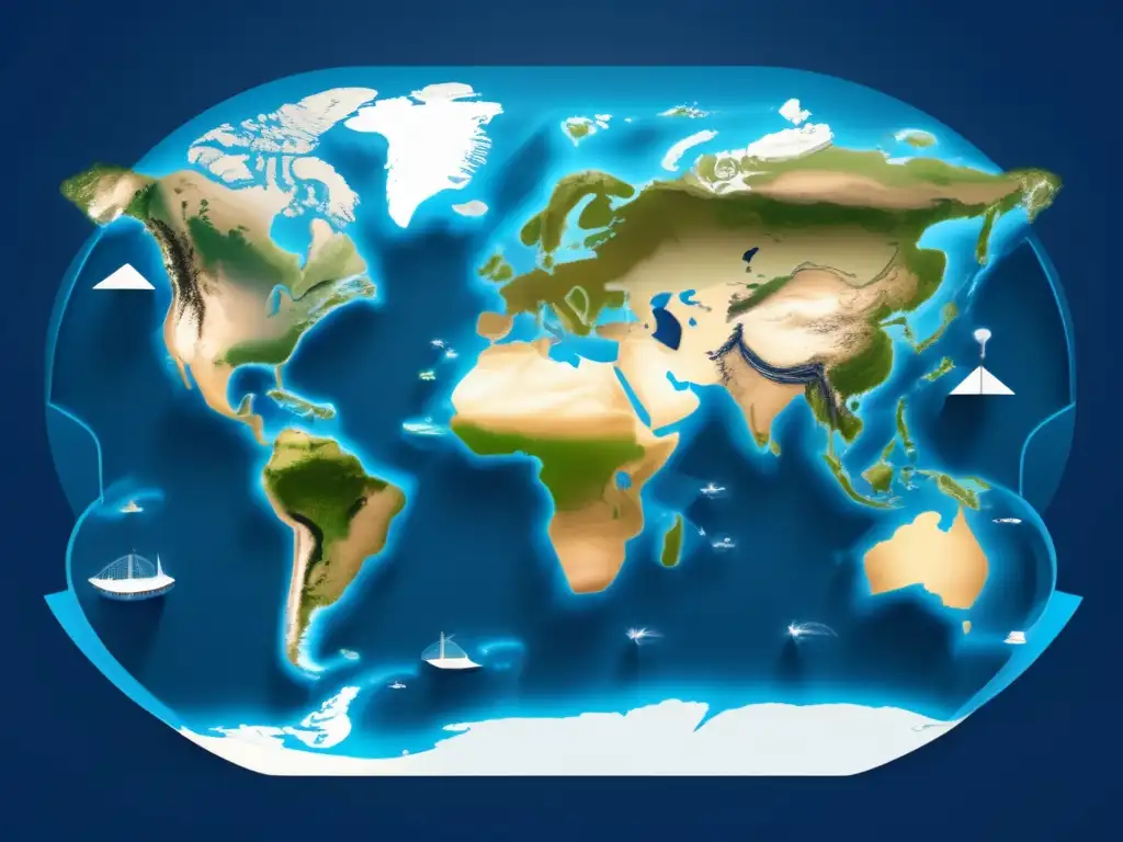 Distribución de continentes y océanos en una imagen abstracta y detallada de la Tierra en 8k