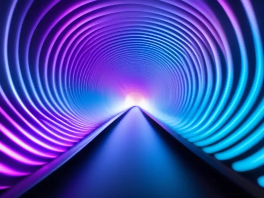 Túnel cuántico: barreras realidad, imagen hipnótica de partículas translúcidas creando un túnel en movimiento y energía