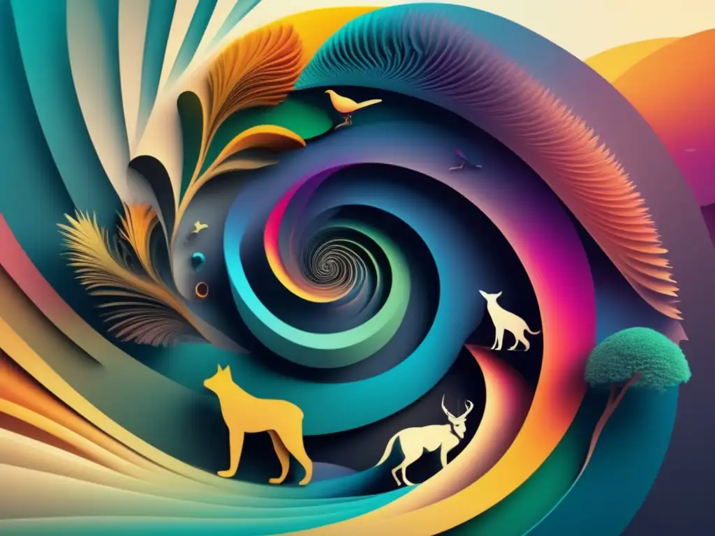 Evolución animales hoy: imagen 8k abstracta, minimalista y colorida